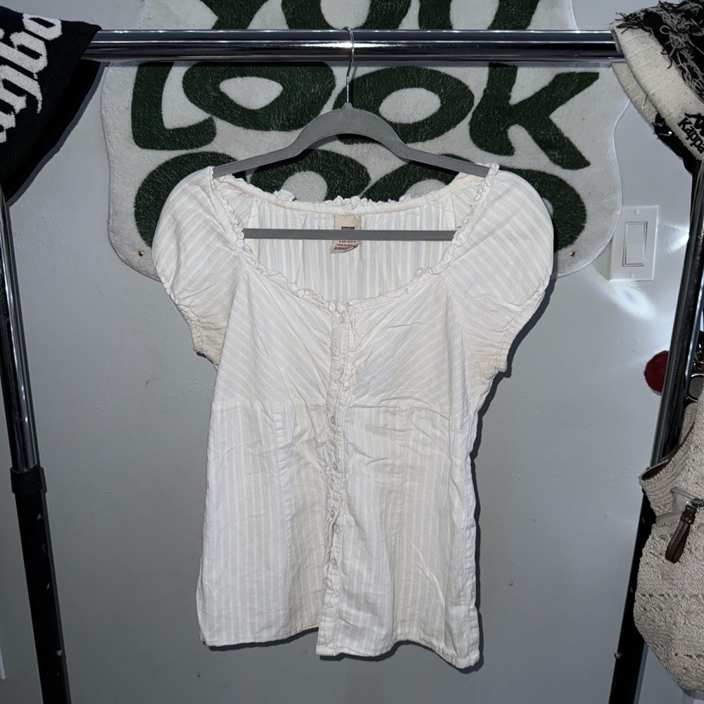 White Ruffled Women's Top